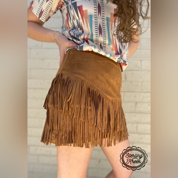 Fort Worth Fringe Skort - Brown - Picture 1 of 6